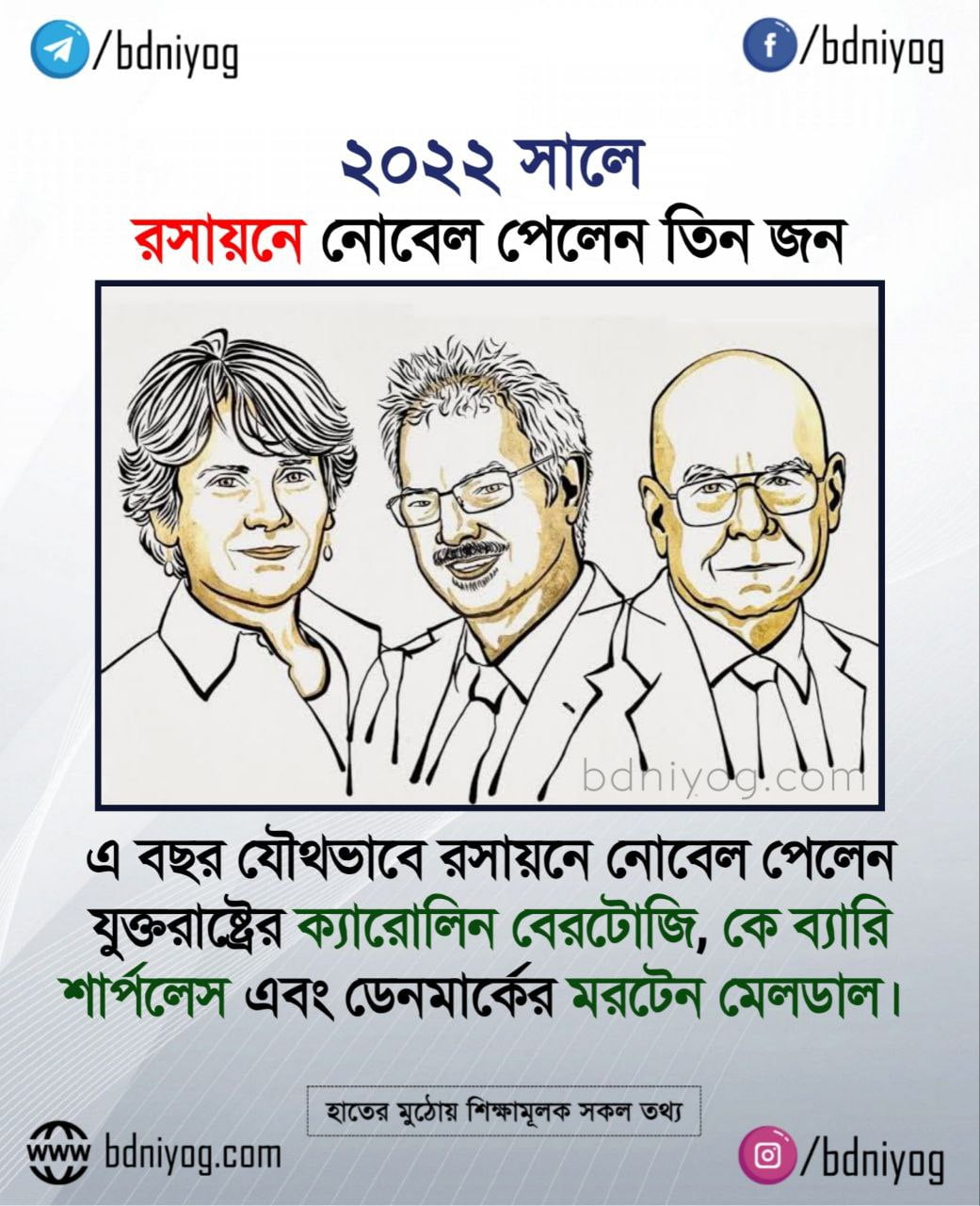 photo 2022 10 05 16 38 34 ক্যারোলিন আর বার্তোজ্জি, মর্টেন মেলডাল ও কে ব্যারি শার্পলেস।